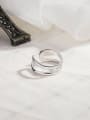 thumb 925 Sterling Silver Geometric Minimalist Simple double lines Stackable Ring 4