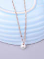 thumb Titanium Imitation Pearl White Round Minimalist Choker Necklace 1