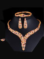 thumb Brass Cubic Zirconia Luxury Water Drop  Ring Earring Bangle And Necklace Set 2
