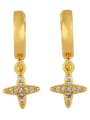 thumb Brass Cubic Zirconia Cross Vintage Huggie Earring 0