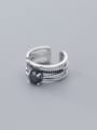 thumb 925 Sterling Silver Vintage  black square diamond multi-layer Stackable Ring 1