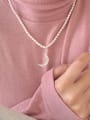 thumb 925 Sterling Silver Freshwater Pearl Moon Vintage Beaded Necklace 1