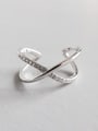 thumb 925 Sterling Silver Cubic Zirconia White Cross Minimalist Band Ring 1