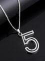 thumb Stainless steel Chain Alloy Pendant  Cubic Zirconia Number Hip Hop Long Strand Necklace 3