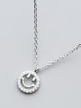 thumb 925 Sterling Silver Rhinestone simple fashion Smiley Face Pendant Necklace 1