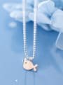 thumb 925 Sterling Silver Bead chain Minimalist Fish pendant Necklace 2