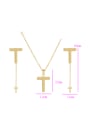 thumb Alloy Minimalist  Cross Tassel Earring and Necklace Set 2