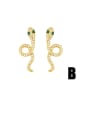 thumb Brass Cubic Zirconia Snake Ethnic Stud Earring 1