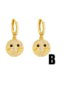 thumb Brass Cubic Zirconia Smiley Hip Hop Huggie Earring 0
