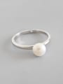thumb 925 Sterling Silver Round Imitation Pearl   Minimalist Free Size Band Ring 4