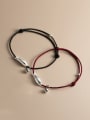 thumb 925 Sterling Silver Fish Minimalist Adjustable Rope Bracelet 0