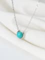 thumb 925 Sterling Silver Minimalist Round  Turquoise Pendant  Necklace 2