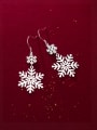 thumb 925 Sterling Silver Snowflakes Minimalist Christmas Hook Earring 0
