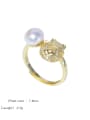thumb Brass Freshwater Pearl Cat Vintage Band Ring 3