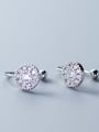 thumb 925 Sterling Silver Cubic Zirconia  Round Minimalist Clip Earring 0