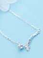 thumb 925 Sterling Silver Rhinestone Rose branch Personalized flower short Necklace 0