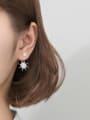 thumb 925 Sterling Silver Cubic Zirconia Flower Minimalist Drop Earring 1