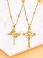 thumb Brass Cubic Zirconia Crown Cross Vintage Regligious Necklace 0