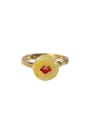 thumb 925 Sterling Silver Amber Round Ethnic Band Ring 0