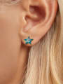 thumb 925 Sterling Silver Enamel Pentagram Trend Stud Earring 1