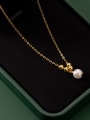 thumb 925 Sterling Silver Imitation Pearl Minimalist  Round Bead Pendant Necklace 2
