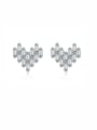 thumb 925 Sterling Silver Cubic Zirconia Heart Classic Stud Earring 0