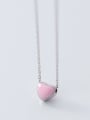 thumb 925 Sterling Silver Multi Color Enamel Heart Minimalist Necklace 2