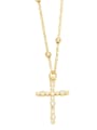 thumb Brass Cubic Zirconia Cross Trend Necklace 3