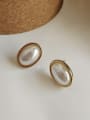 thumb 925 Sterling Silver With 18k Gold Plated Trendy Oval Stud Earrings 2