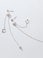 thumb 925 Sterling Silver Imitation Pearl Tassel Minimalist Threader Earring 2