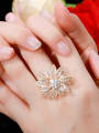 thumb Copper With Cubic Zirconia Fashion Flower Statement Free Size Rings 1