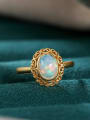 thumb 925 Sterling Silver Opal Oval Vintage Band Ring 2