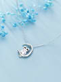 thumb 925 Sterling Silver Cubic Zirconia  Cute Hollow  owl pendant Necklace 3