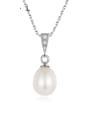 thumb 925 Sterling Silver Imitation Pearl Water Drop Dainty Necklace 0