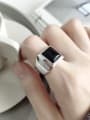 thumb 925 Sterling Silver Carnelian Black Square Minimalist Free Size Band Ring 0