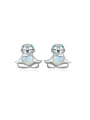 thumb 925 Sterling Silver Synthetic Opal Animal Cute Stud Earring 0