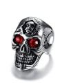 thumb Stainless steel Rhinestone Skull Vintage Band Ring 0
