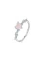 thumb 925 Sterling Silver Opal Heart Dainty Band Ring 0