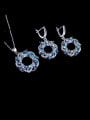 thumb Brass Cubic Zirconia Luxury Flower Earring and Necklace Set 1