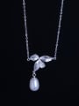 thumb 925 Sterling Silver Freshwater Pearl Flower Vintage Necklace 0