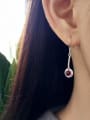 thumb 925 Sterling Silver Glass Bead Red Twisted Tassel Vintage Hook Earring 2