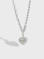 thumb 925 Sterling Silver Bead Heart Minimalist Necklace 0