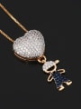 thumb Brass Cubic Zirconia Heart Cute boy and gril pendant Necklace 2