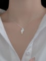 thumb 925 Sterling Silver Cubic Zirconia Dainty Leaf Pendant Necklace 1