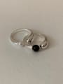 thumb 925 Sterling Silver Obsidian Heart Vintage Band Ring 0