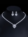 thumb Brass Cubic Zirconia Luxury Heart Earring and Necklace Set 0