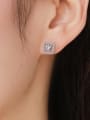thumb 925 Sterling Silver Cubic Zirconia Square Classic Stud Earring 1