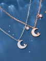 thumb 925 sterling silver shell  Simple Moon pendant necklace 0