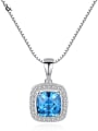 thumb 925 Sterling Silver Cubic Zirconia simple Square Pendant Necklace 0