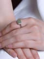 thumb 925 Sterling Silver Jade Square Vintage Band Ring 1